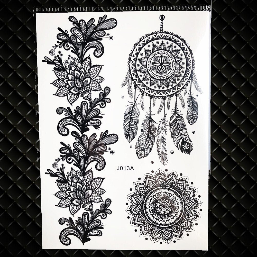 White Henna Dreamcatcher Temporary Tattoo For Women Wedding Body Art Tatoo Paste Waterproof Dream Catcher Fake Tattoo Stickers