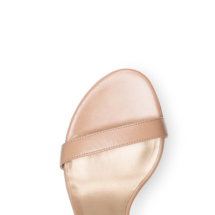 FSJ Nude Ankle Strap Sandals Open Toe Chunky Heel Office Sandals |FSJ Shoes