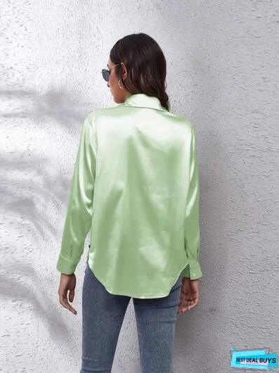 Button Up Collared Neck Long Sleeve Shirt