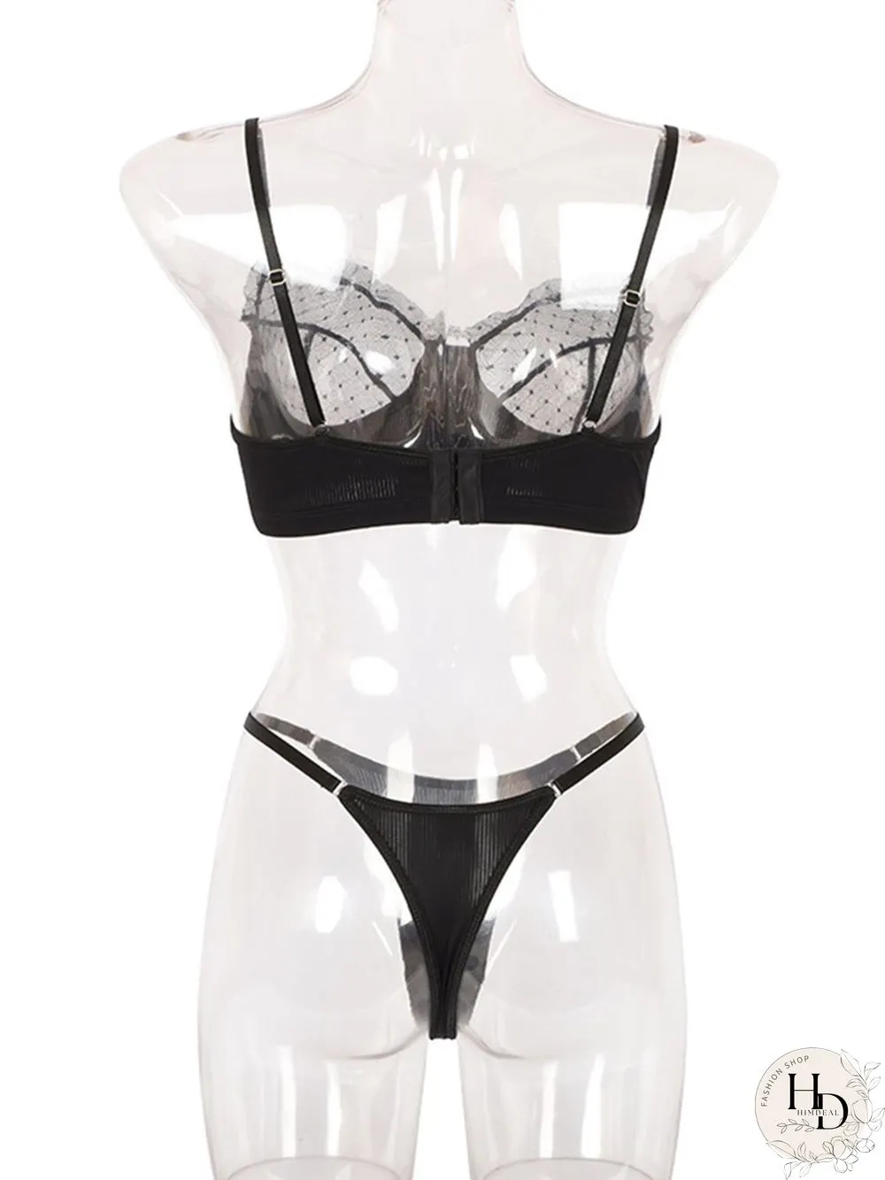 Lace Mesh Eyelashes Lace Sling Lingerie Set