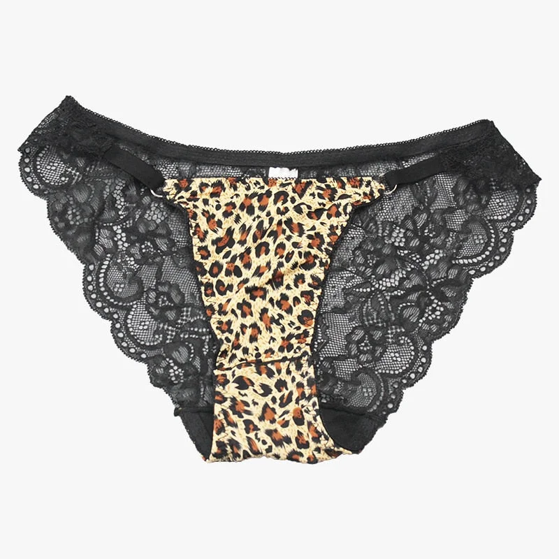 Leopard Panties For Ladies Print Sexy Lace  Women's Underwear Underpants Middle Low Waist One-Piece Women's Sexy Lingerie Briefs