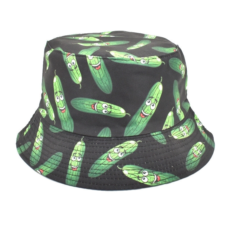 Unisex Casual Minimalist Animal Fruit Printing Wide Eaves Bucket Hat