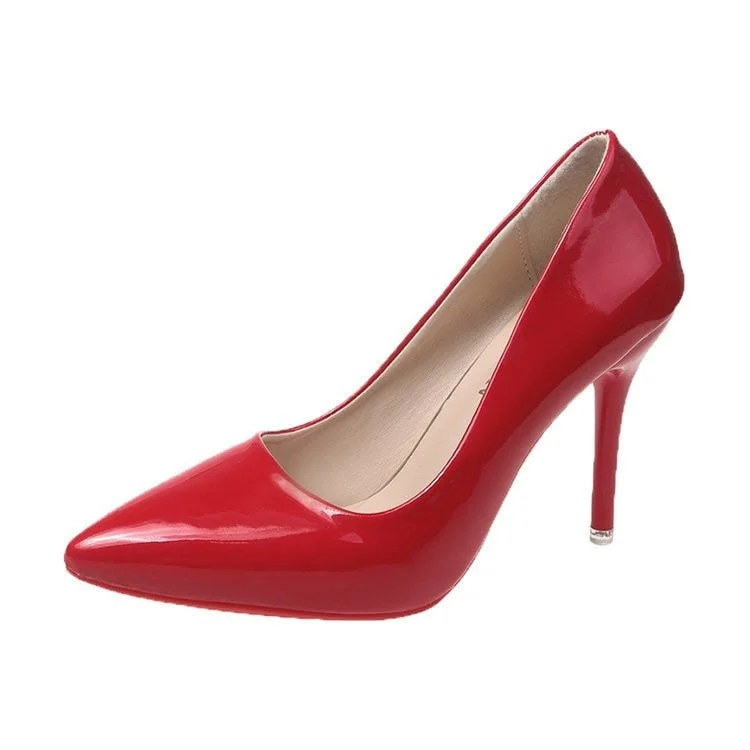 2021 New Women Yellow Blue 10cm High Heels PU Leather Female Scarpins Office Pointed Toe Tacons Pumps Shoes Plus Size