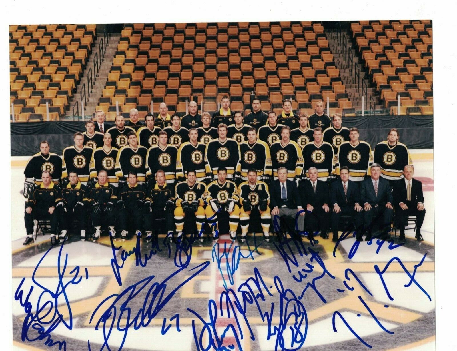 1990's Early 2000 Boston Bruins Team Photo Poster painting Signed by 13 W/Our COA