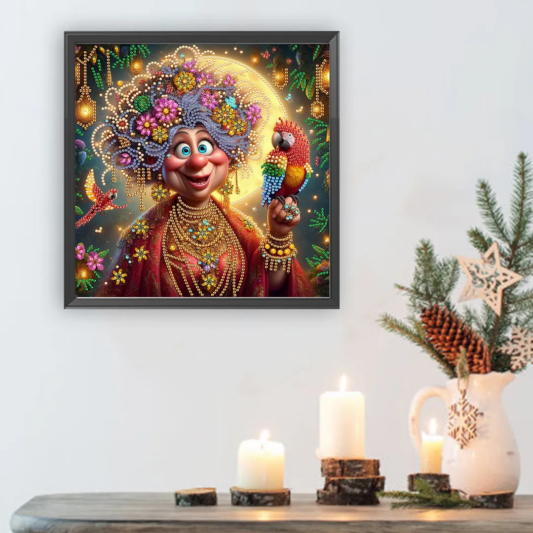 Lovely Old Lady - Diamond Painting - Partial Special Shaped Drill(Canvas|30*30cm)