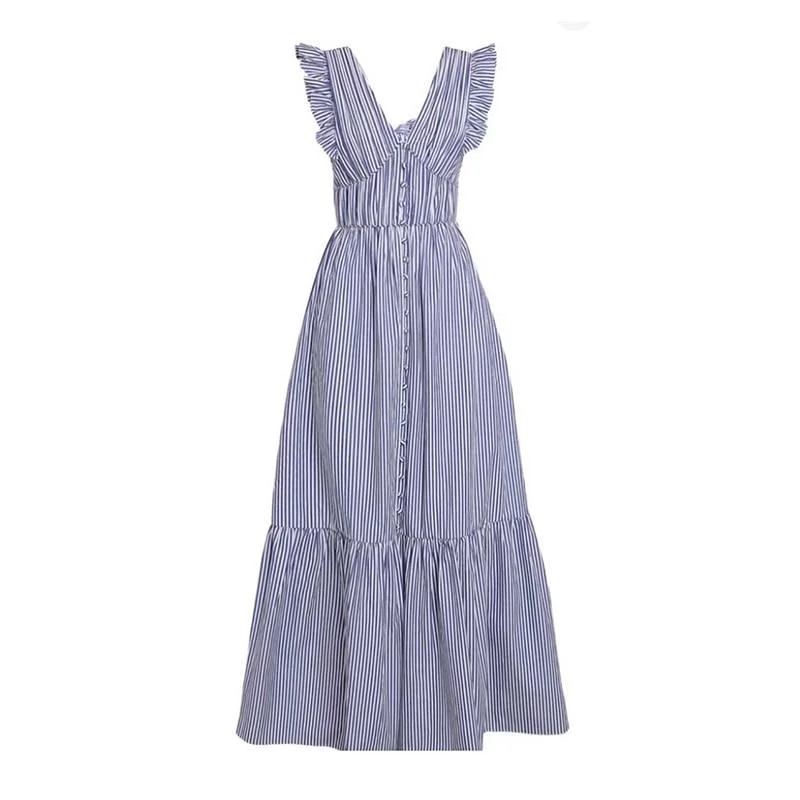 ABEBEY Vintage Patchwork Ruffle Solid Dress For Women V Neck Short Sleeve High Waist Summer Dresses Female Fashion New
