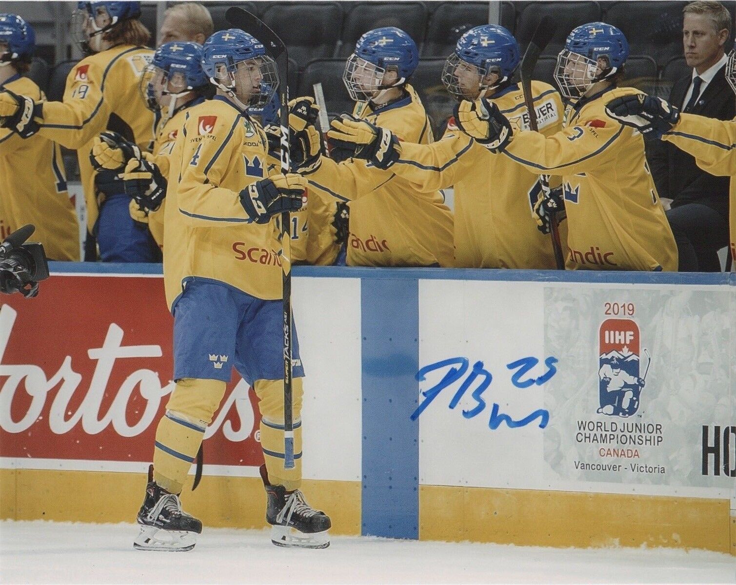 Team Sweden Philip Broberg Signed Autographed 8x10 NHL Photo Poster painting COA #5