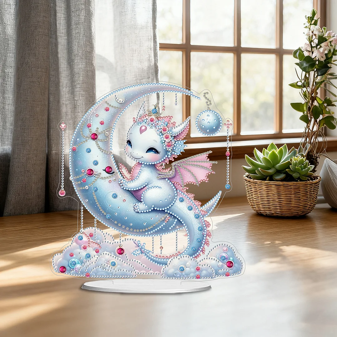 2D Flat DIY 5D DIY Diamond Art Tabletop Ornament Kit for Home Decor (Dinosaur)