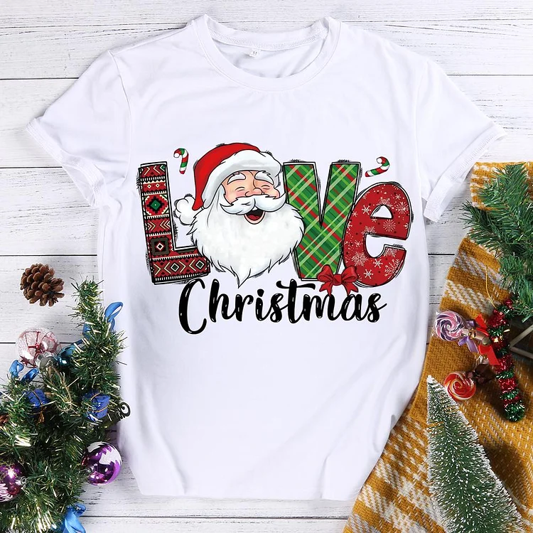 Favorite Santa Claus Christmas Round Neck T-shirt-0018582