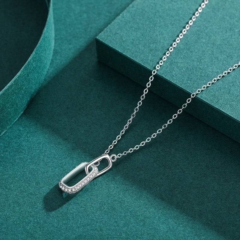 925 Sterling Silver Zircon Cable Chain Plating Inlay Lock Necklace