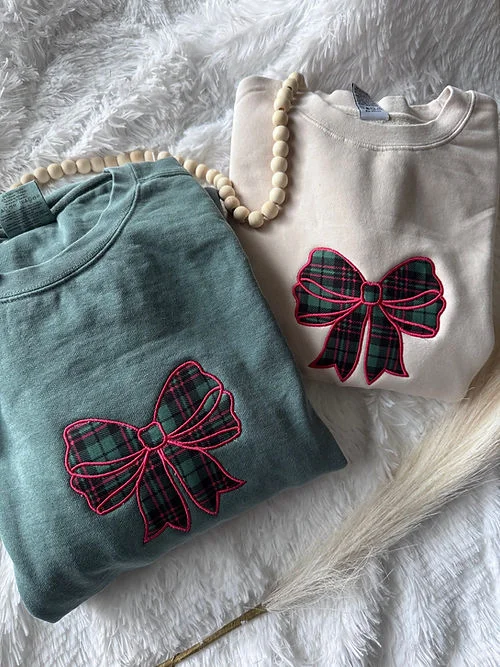 Plaid Christmas Bow Sweatshirt