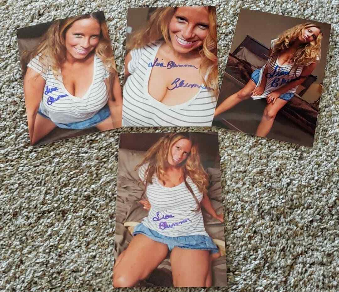 Lot of 4 Busty Sexy Lisa Marie Blummer Model Signed Autographed Photo Poster painting Picture