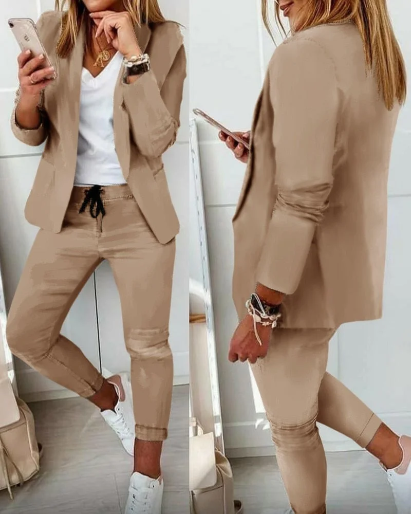Graduation Gifts  2022 Spring and Autumn Women Blazer And Pants Sets Two Pieces OL Single Breasted Jacket Formal Suit Trousers