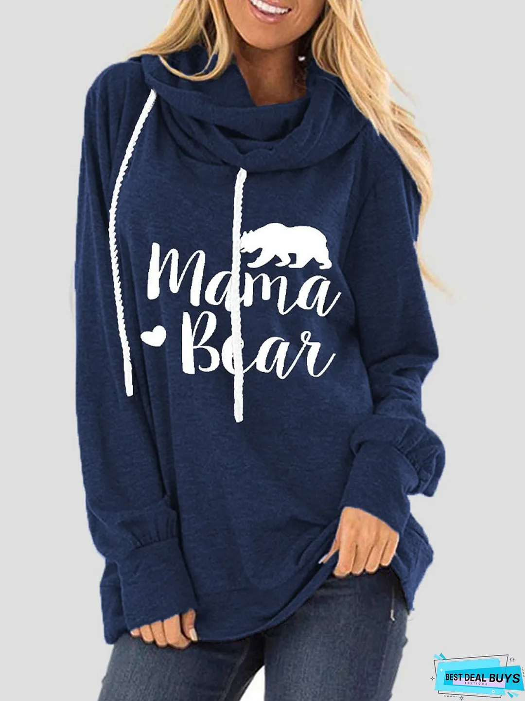 Drawstring Letter Graphic Long Sleeve Hoodie