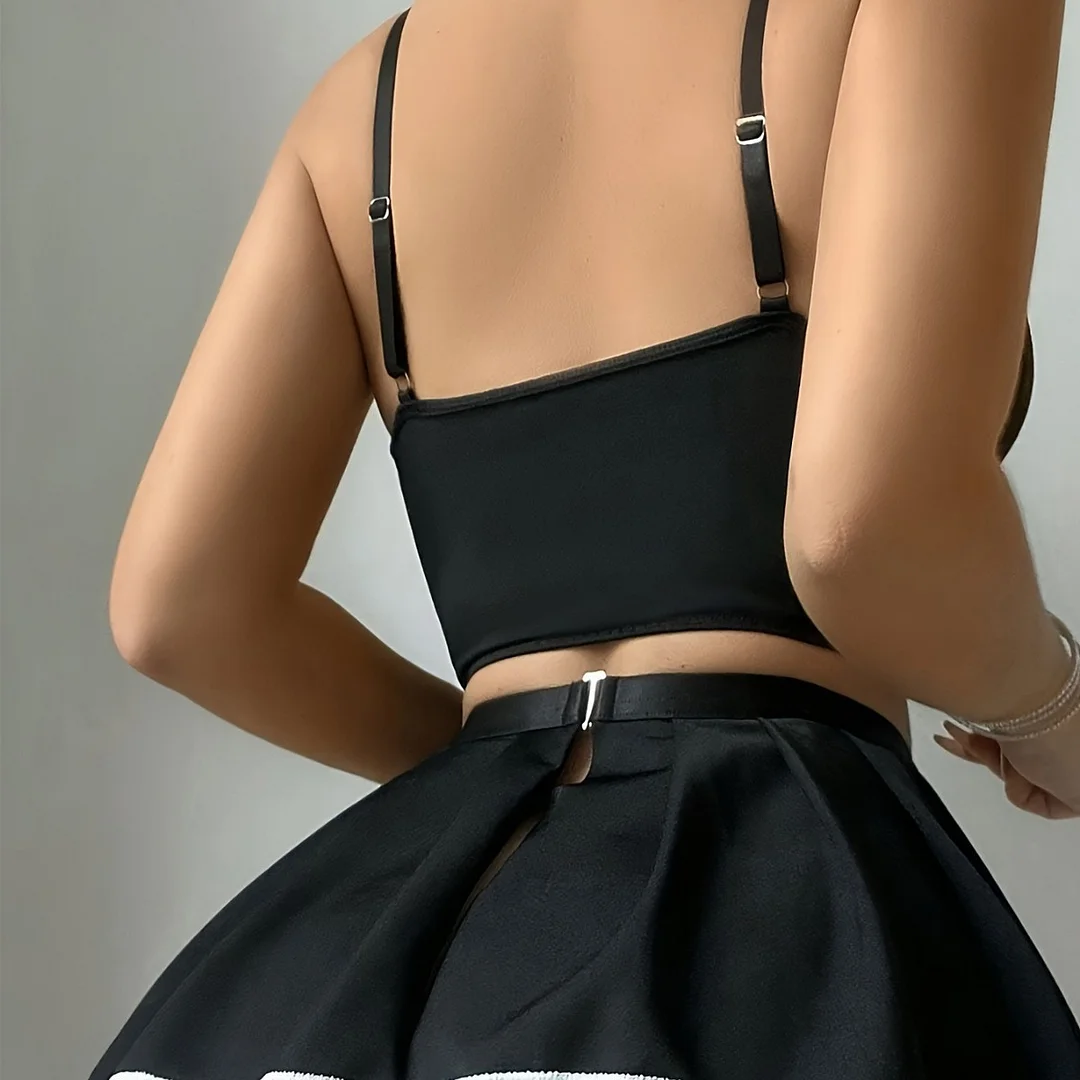 Uaang Cute Girl Christmas Dress Holiday Strap Cross Hanging Sexy Bra Set