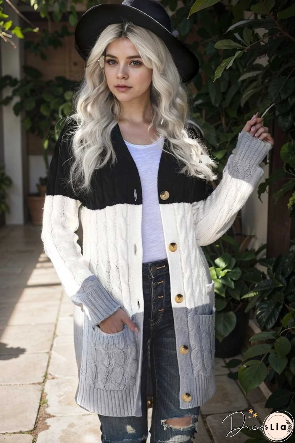 cozy cable knit button front long sleeve cardigan