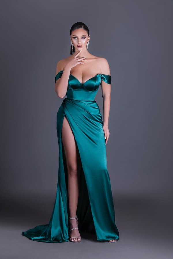 Bellasprom Off-the-Shoulder Prom Dresses Mermaid High Slit Long On Sale Bellasprom