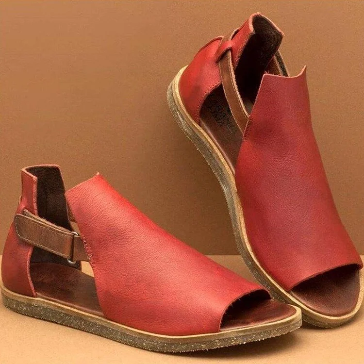 Women's shoes flat hollow velcro sandals