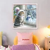 Window Cat Snowman-11CT Stamped Cross Stitch 40*40cm/15.75*15.75in tapestrymarket