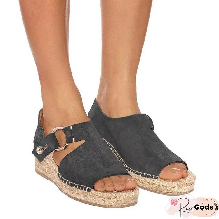 Women Arc Suede Espadrille Wedge Sandals