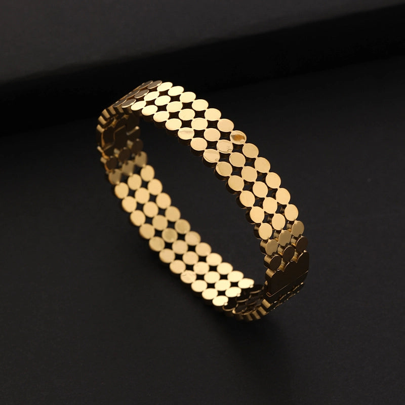 Fashion Simple Titanium Steel 18K Gold-plated Dot Beads Men’s Bracelet Non-fading Jewelry