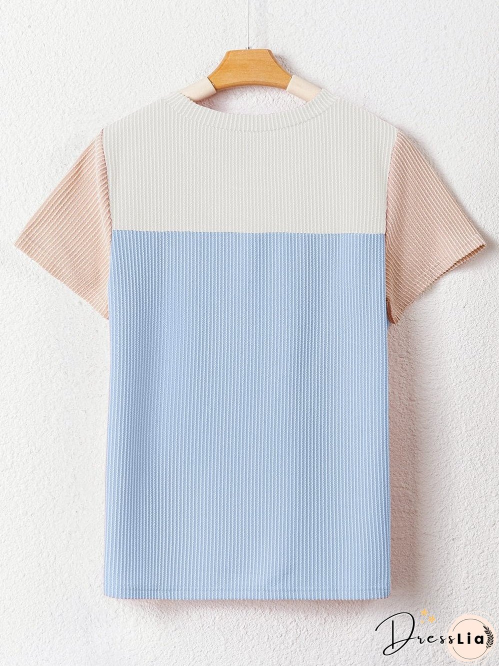 Versatile Colorblock Ribbed Knit Tee