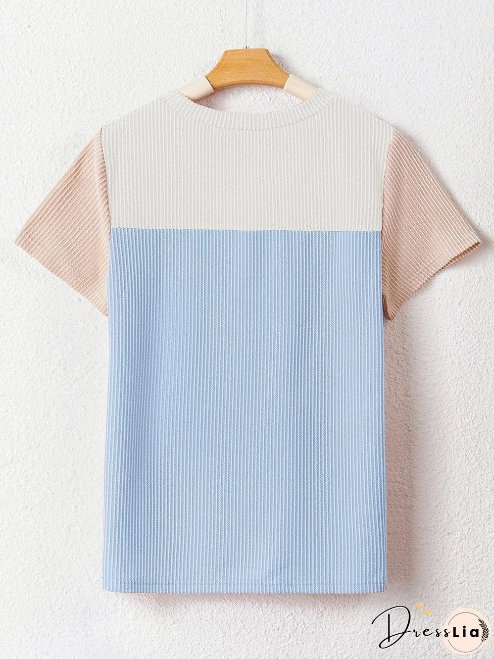 Versatile Colorblock Ribbed Knit Tee