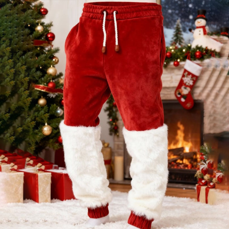 Men's Casual Plush Colorblock Pants