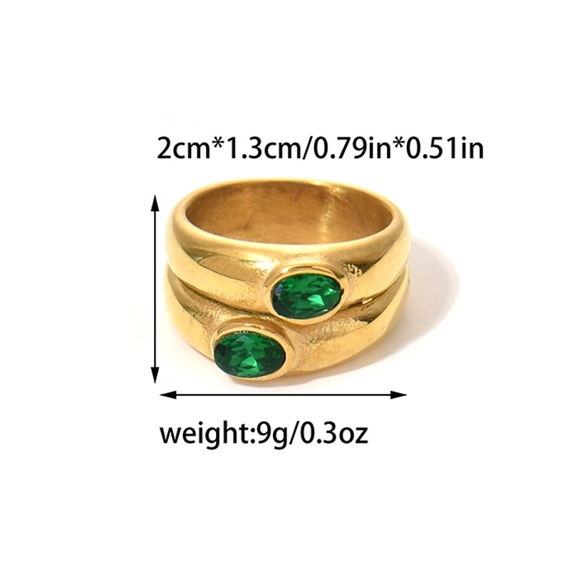 Vintage Style Modern Style Commute Heart Shape Twist 304 Stainless Steel Zircon 14K Gold Plated Plating Hollow Out Inlay Rings
