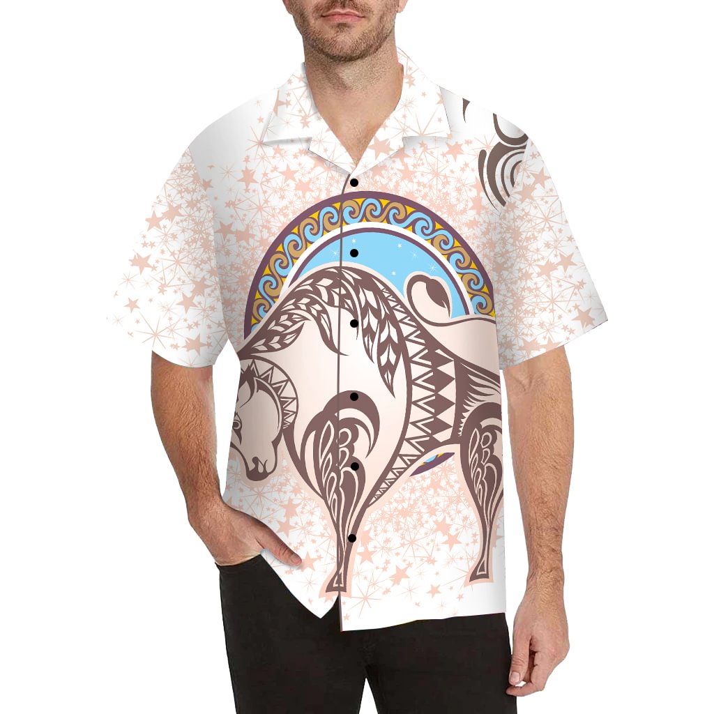 Custom Face Cattle Men's All Over Print Hawaiian Shirt