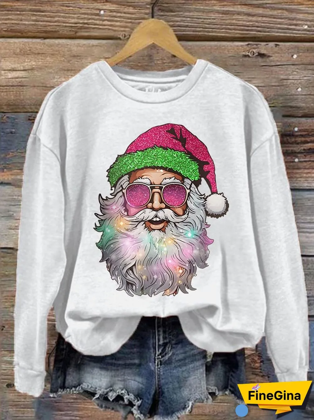 Women's Santa Print Sweatshirt
