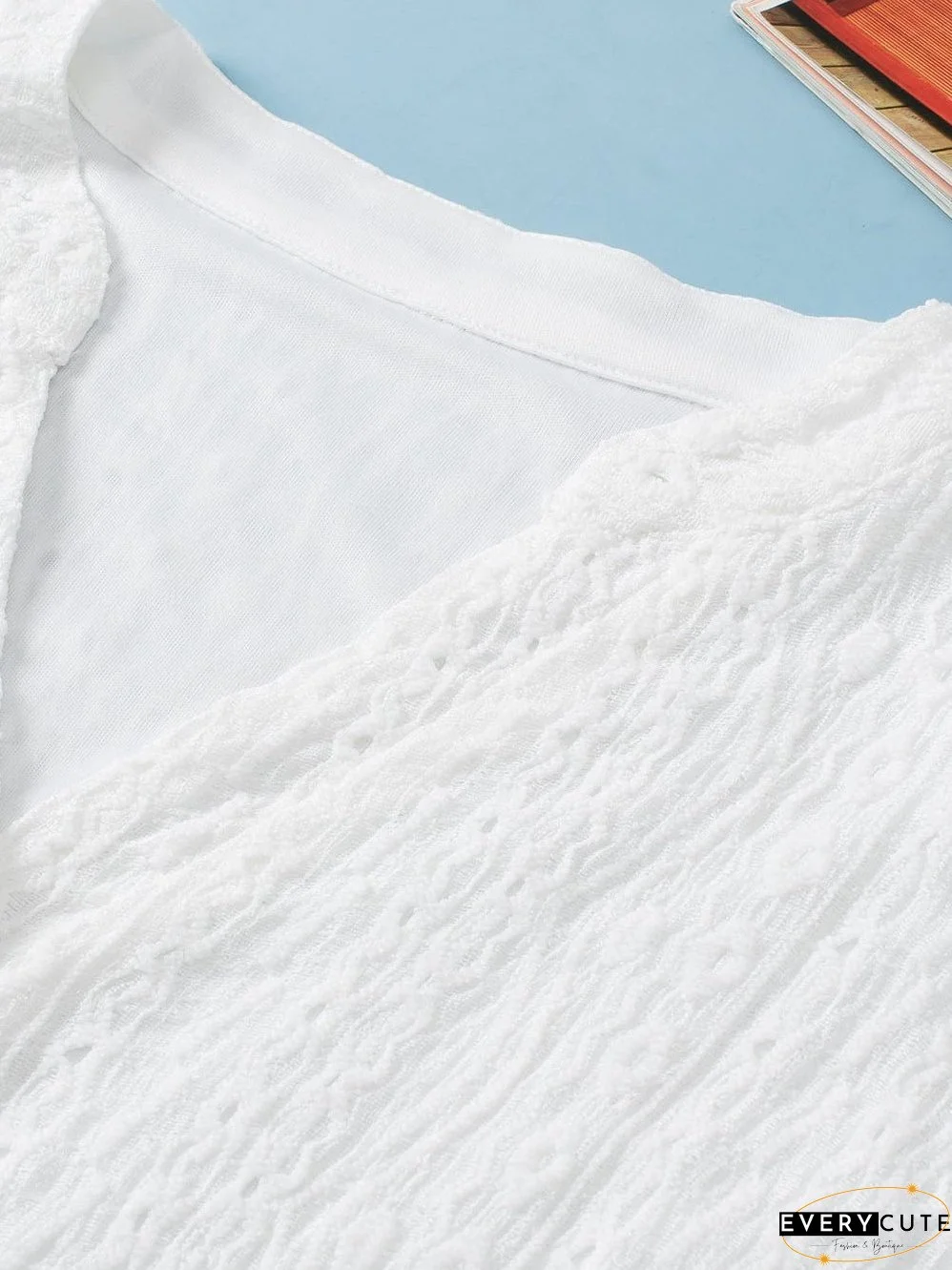 White Eyelet Jumpsuit with Pockets