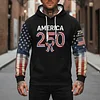 Men's Vintage 250th Anniversary American Flag Print Pocket Hoodie by Inlyline