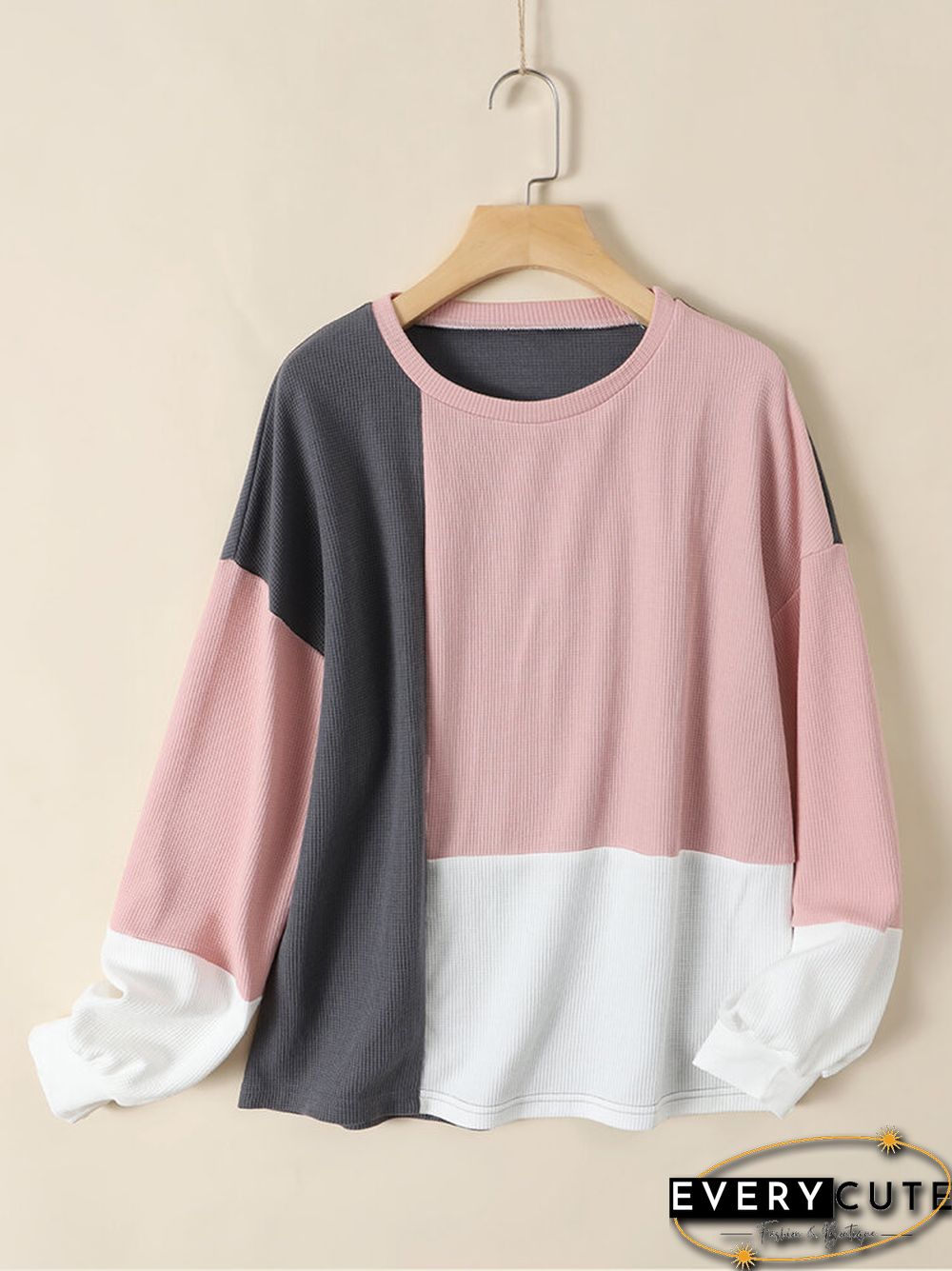 Color Block Dropped Shoulder Long Sleeve Loose Sweatshirt