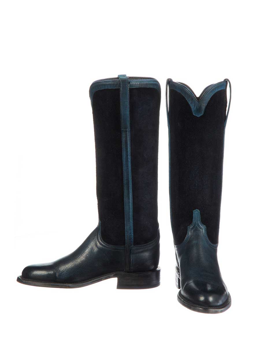 Women's Round Toe Faux Suede and Vegan Leather Knee High Cowgirl Boots