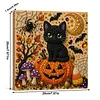 Framed Pumpkin Black Cat - Pearls Painting Kit DIY Diamond Painting Pearl Dot Crafts 20x20CM