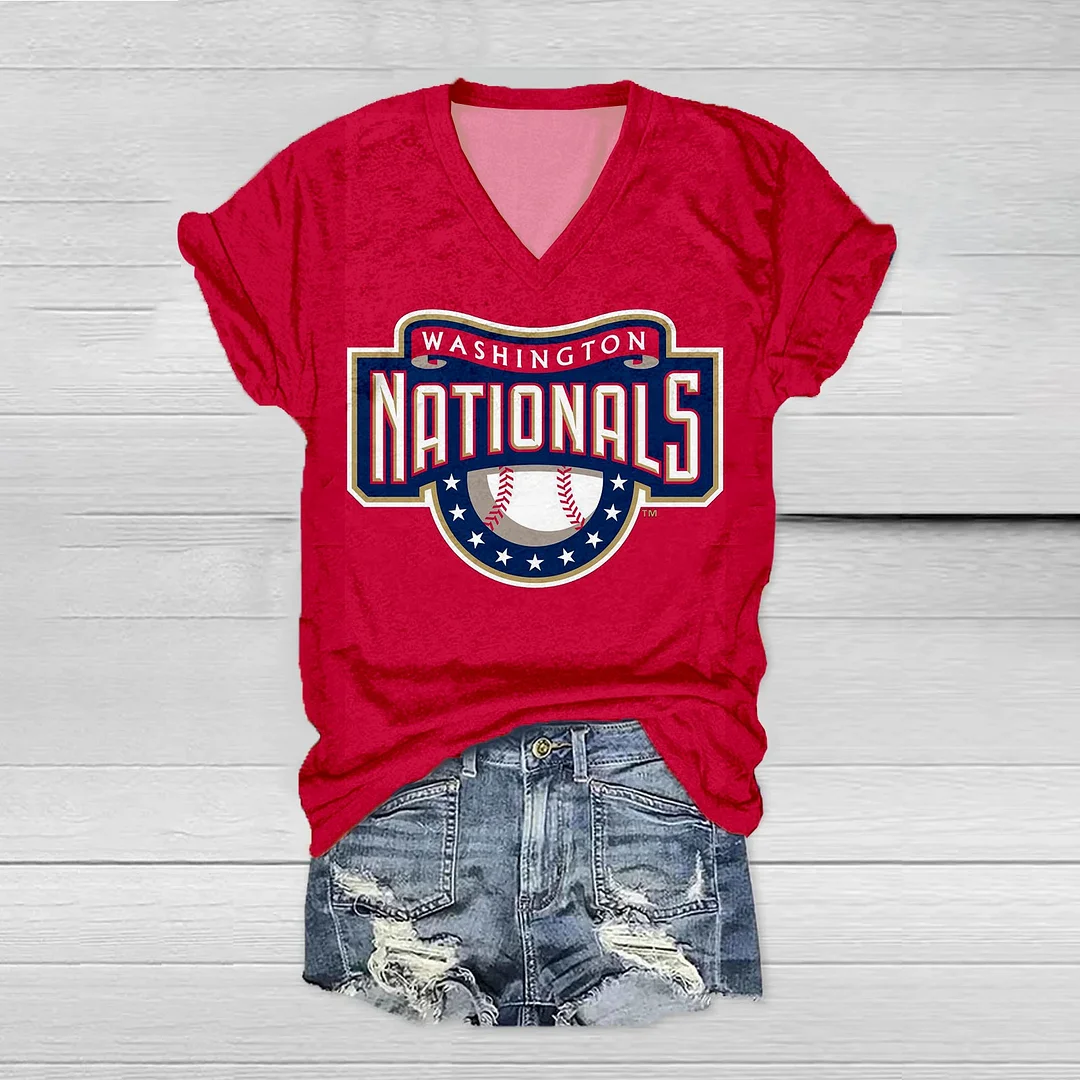 Washington Nationals Print V-Neck T-Shirt