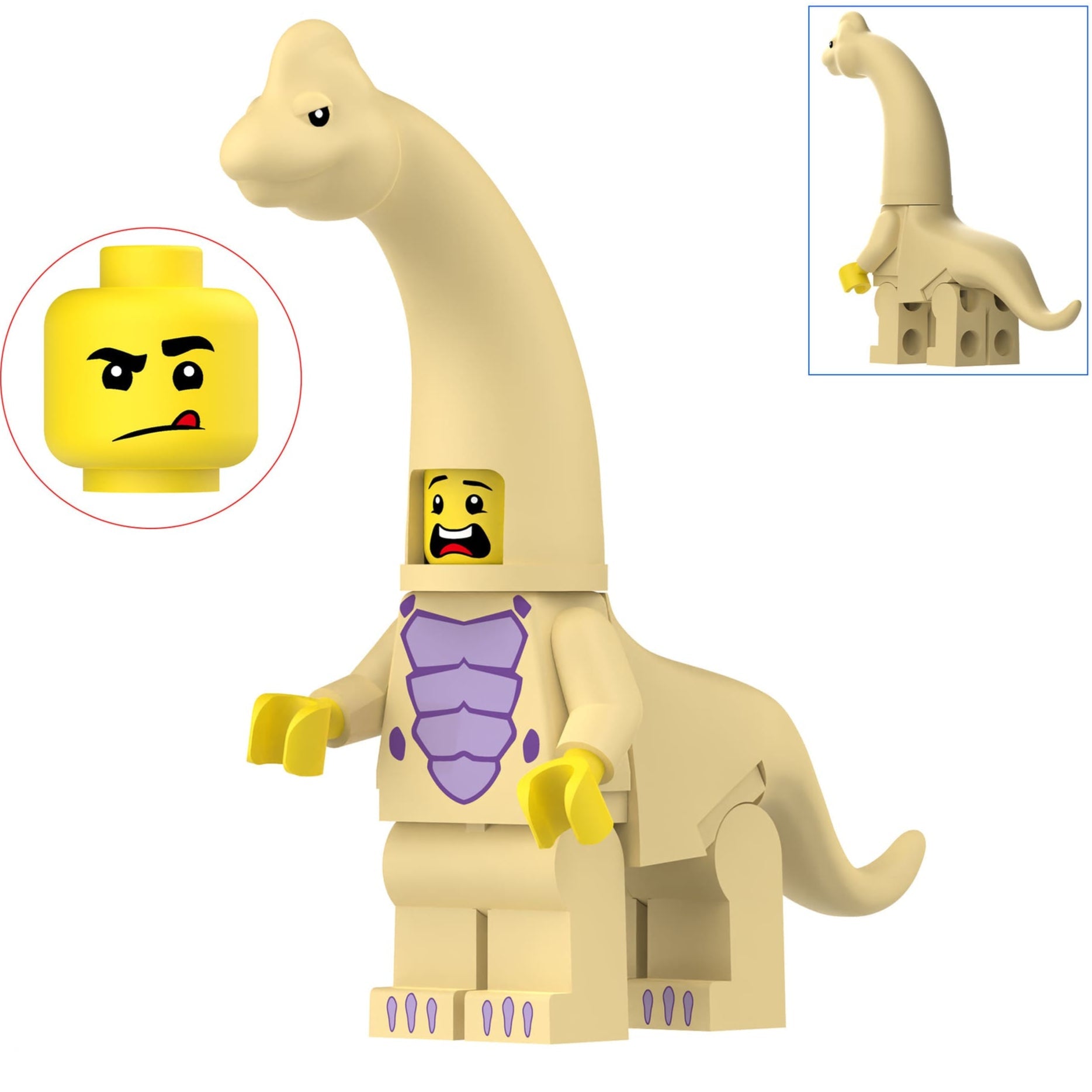 Yellow Brachiosaurus Costumed Fan Custom Minifigure Minifigure Bricks monstertoys