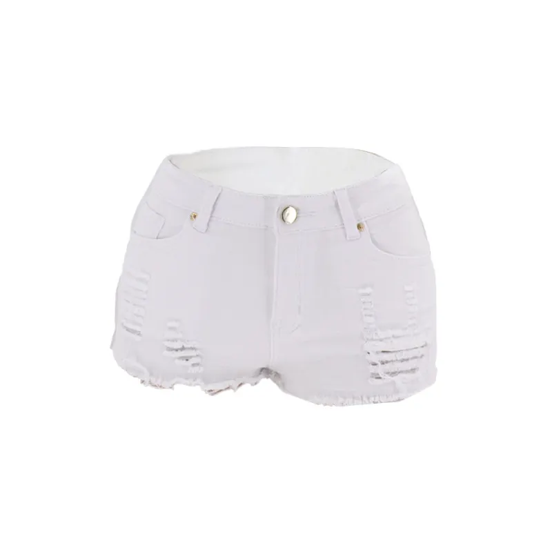 Mid Waist Raw Hem Denim Shorts