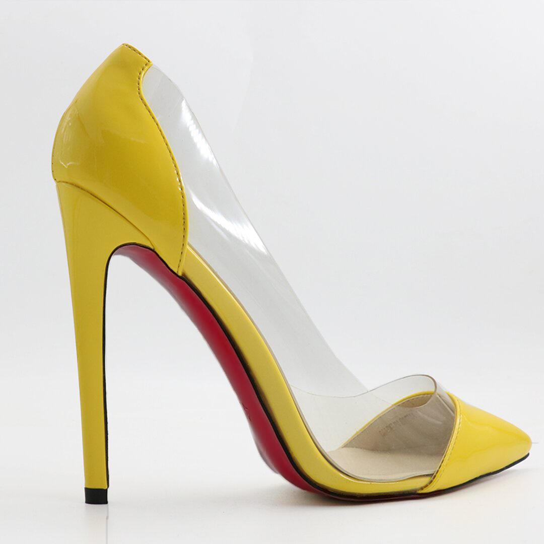 4.72" Transparent Splice Pumps Wedding Dating High Heels Patent-vocosishoes