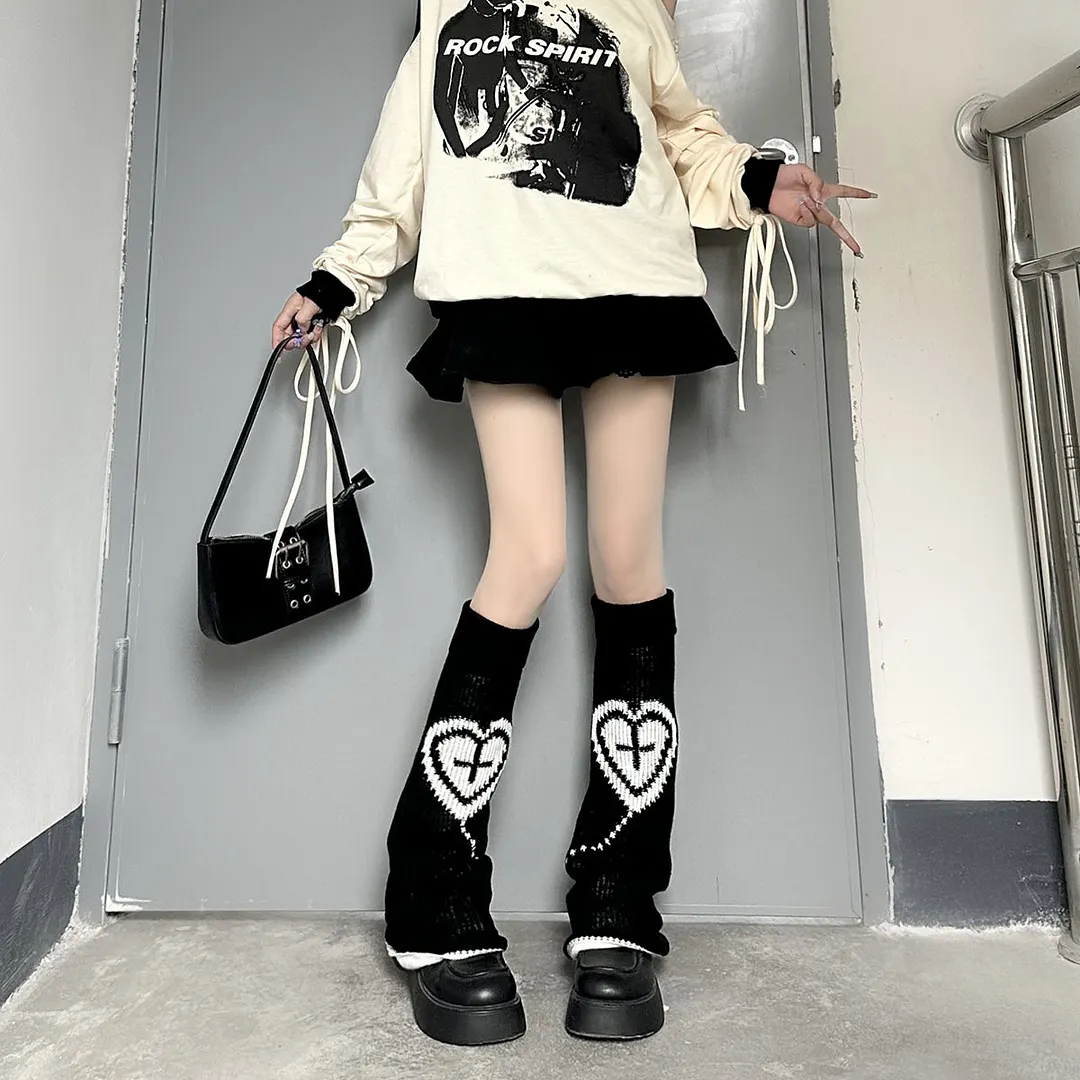 Churchf Churchf And Winter Double-Sided Knit Pile Pile Socks Sweet Girl Love Cross Leg Set Show Thin Warm Y2k Subculture