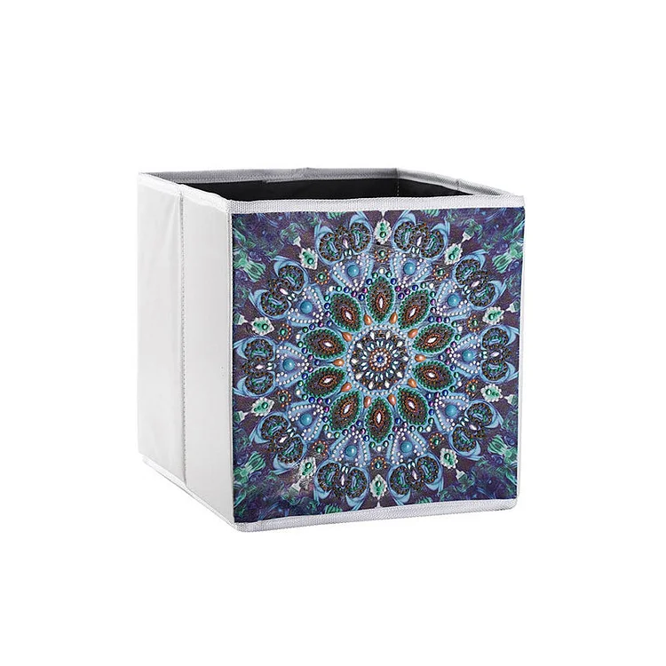 DIY Special Shaped Diamond Painting Art Navy Blue Flower Cloth Home Storage Box