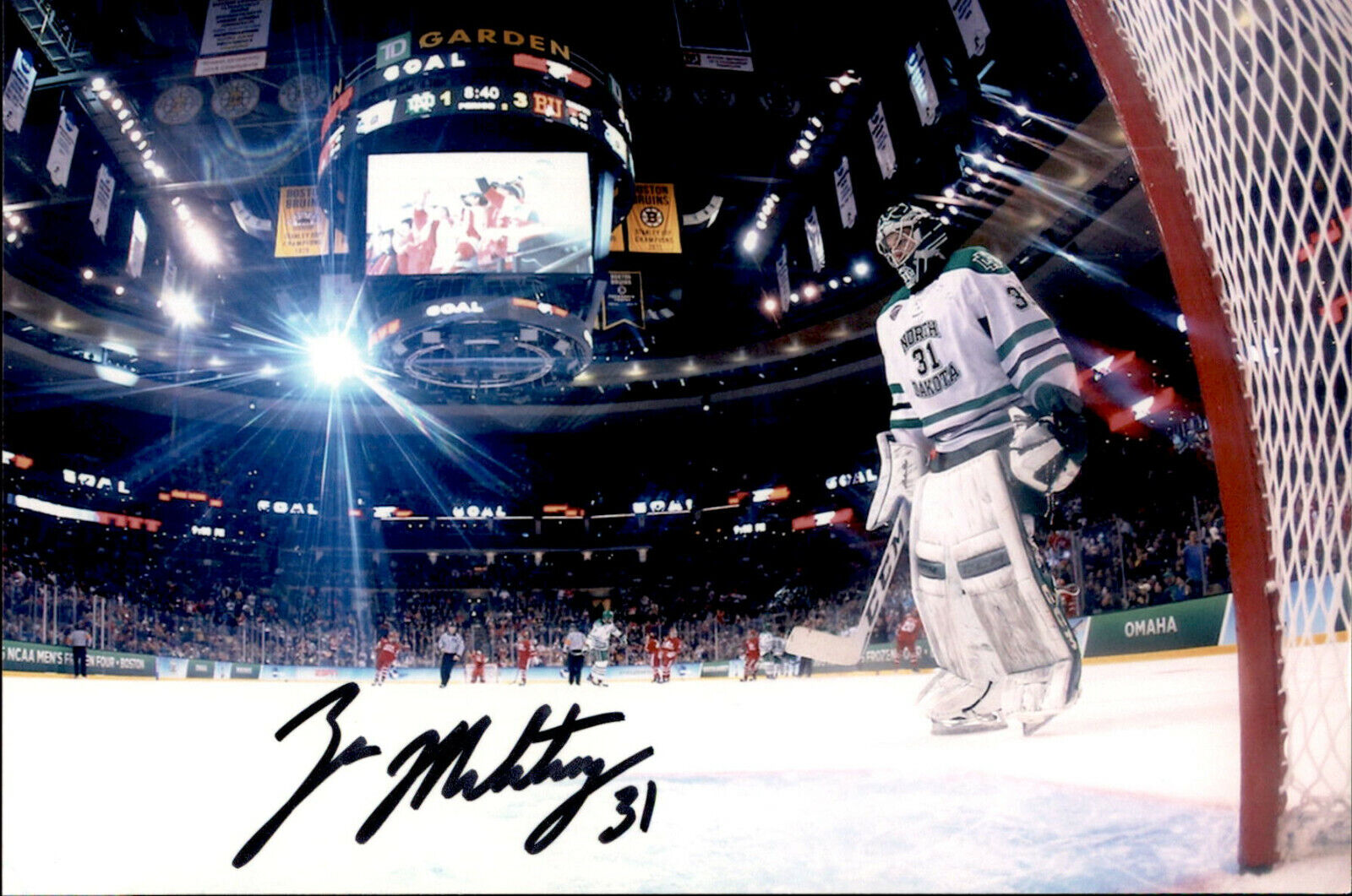 Zane McIntyre SIGNED 4x6 Photo Poster painting BOSTON BRUINS / NORTH DAKOTA FIGHTING SIOUX #2