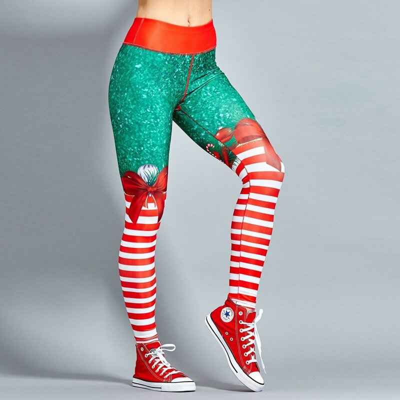 Christmas Trousers For Women Lady Casual Elasticity Skinny Leggins Mujer High Waist Workout Printing Stretchy Pants leggings