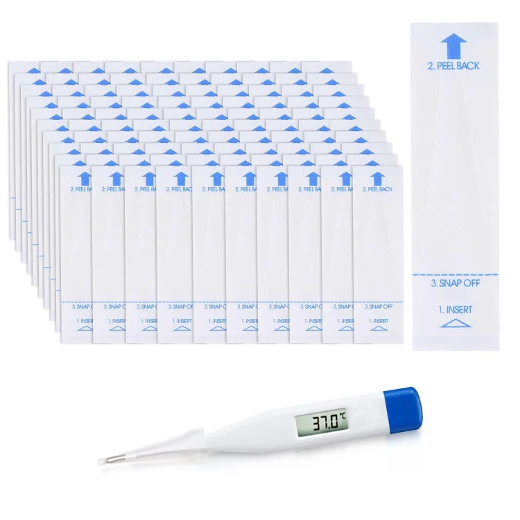 OBTANIM 100 Pieces Disposable Digital Thermometer Probe Covers Clear Temperature Sheath Sleeves for Oral, Rectal, Armpit