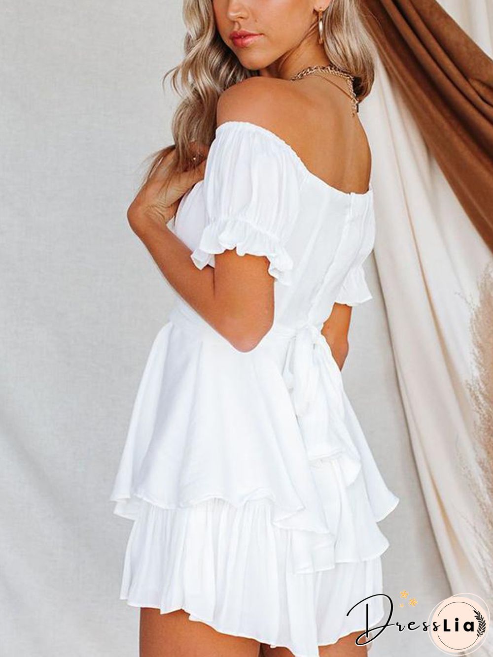 Lace-up Strapless Waist Dress P13040