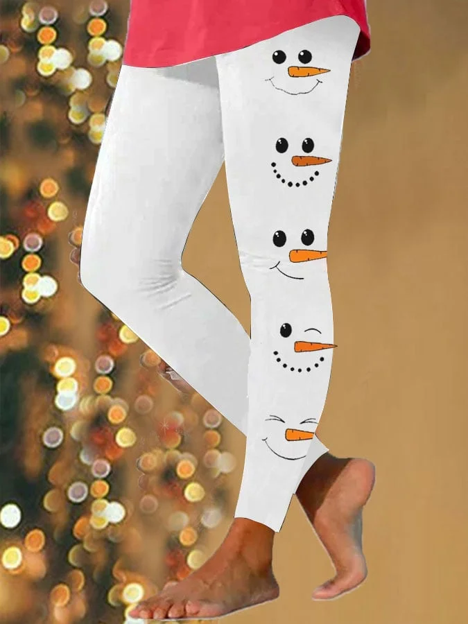 Women's Christmas Snowman Print Leggings
