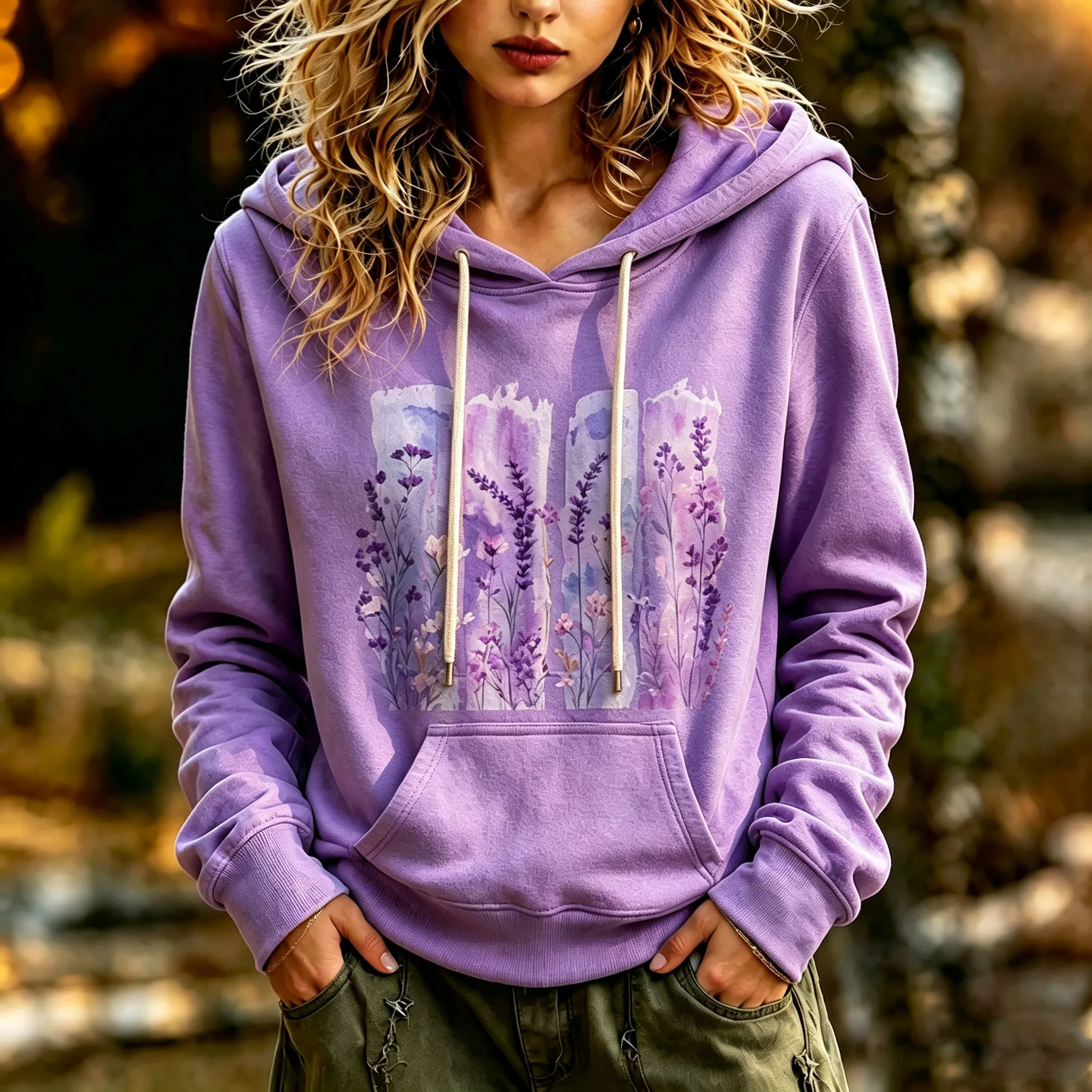 Comstylish Women's Retro Bohemian Floral Print Hooded Sweatshirt