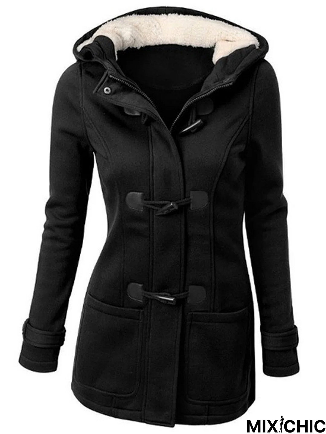 Parka Jacket Green Women Winter Coat Hooded Fleece Coat