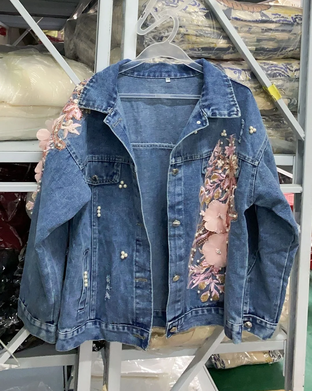 2021 Spring Autumn Jeans Jacket Korean Embroideried 3D Flowers Hole Cowboy Outerwear Causal Women Demin Coat Jaqueta Feminina